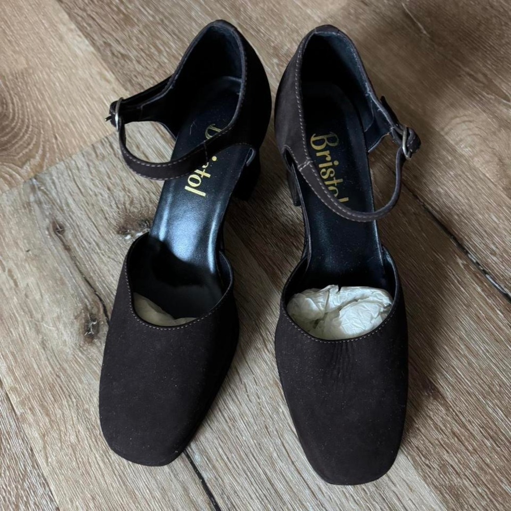 Chocolate Mocha Brown vintage Viabella Suede Mary Jane Strappy Heels Size 36/6